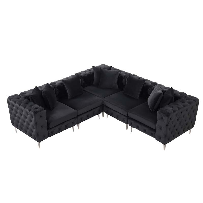 Modular Sectional Sofa L Shape Sofa with Reversible Chaise-Beige