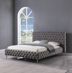 King Contemporary Tufted Bed Frame - Grey