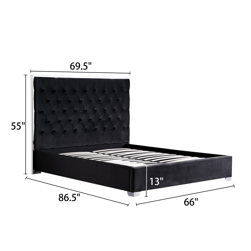 Upholstered Platform Bed No Box Spring Required - Black