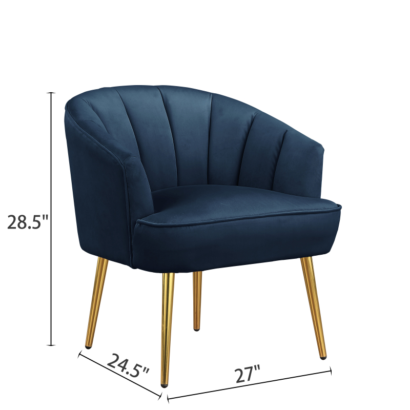 Accent Armchair Velvet Barrel Chair - Blue