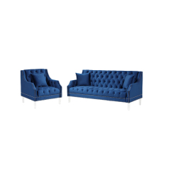 Living Room Couches Set  Slope Arm Chair and Sofa -Blue