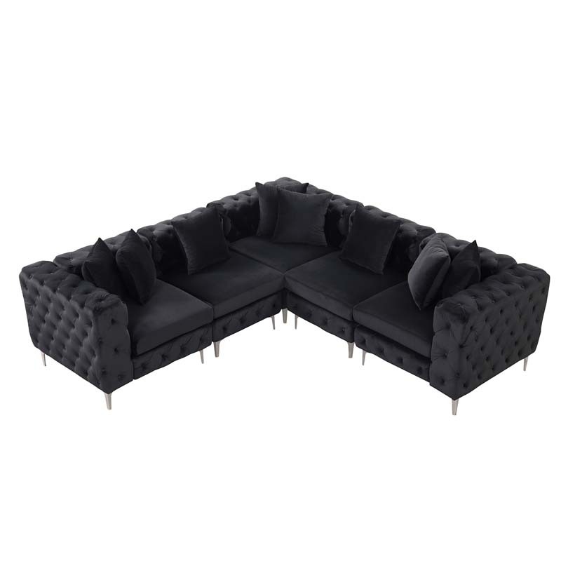 Modular Sectional Sofa L Shape Sofa with Reversible Chaise-Black