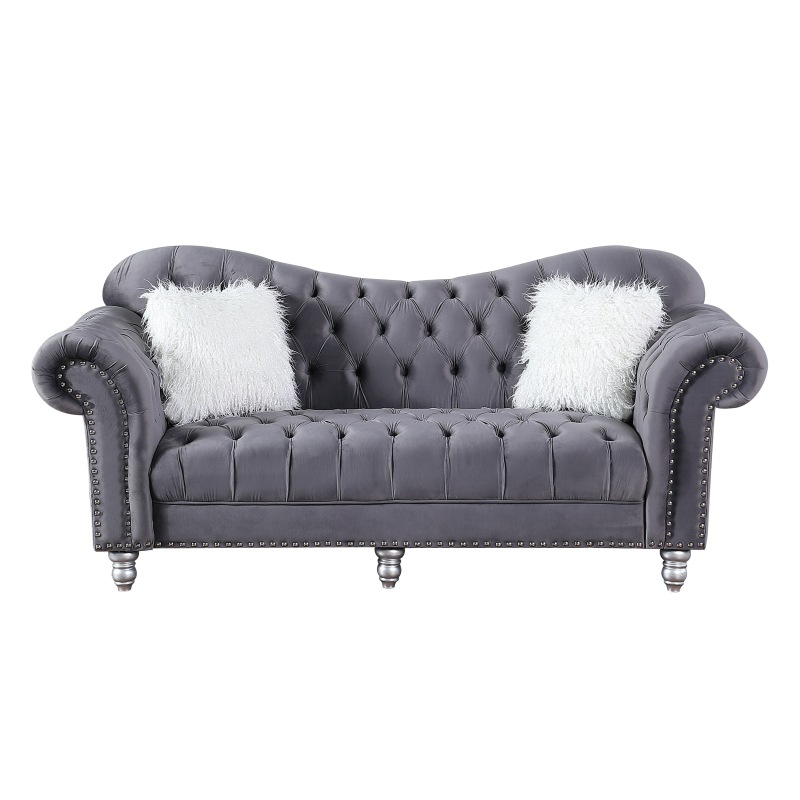 3 Pieces Luxury Classic America Chesterfield Tufted Camel Back - Grey