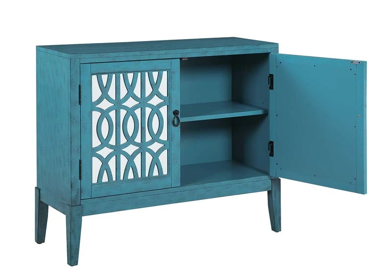 Sideboard Buffets Kitchen Storage Cabinet with Framed Mirror Doors, 3 Door Adjustable Shelves Accent Display Storage Distressed Console Cabinet for Entryway Living Room (Grey)