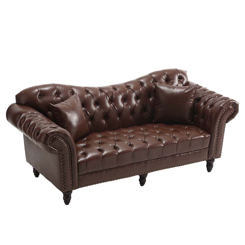 Chesterfield Leather Sofa Set Tufing Button Design