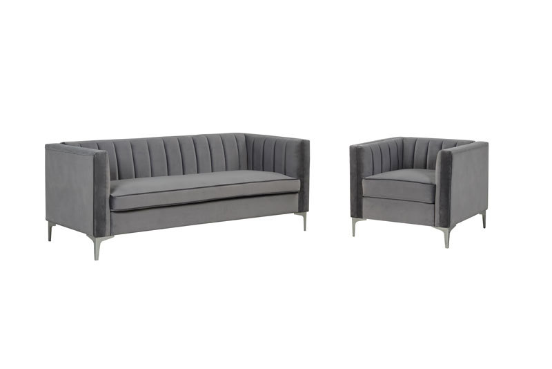 3 Pieces Modern Channel Tufted Velvet Living Room Sets