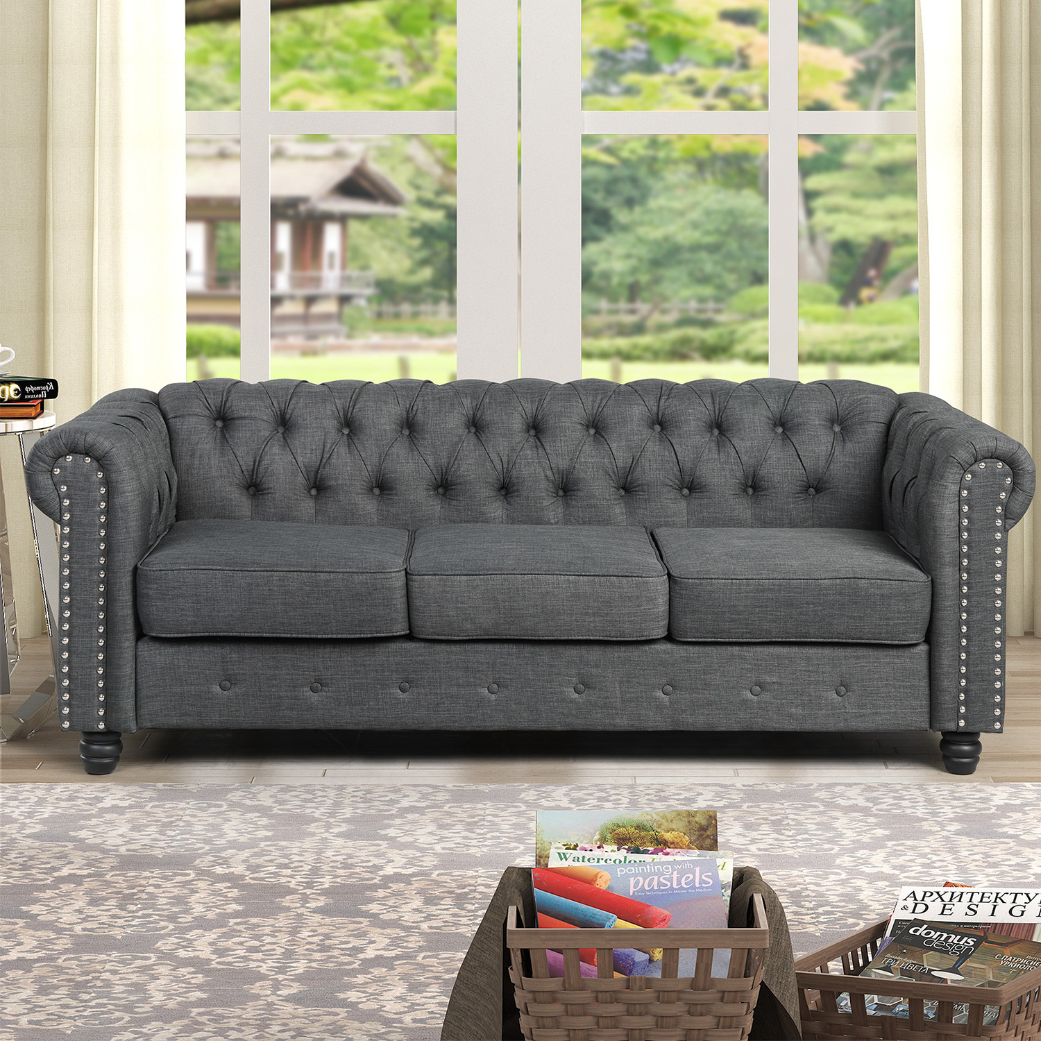 Chesterfield Furniture Sets Sofas for Living Room - Grey