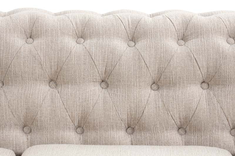 Linen Chesterfield Sofa Set With Roll Arms