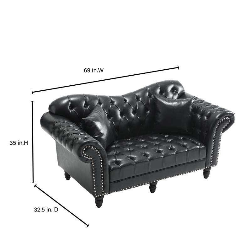 Chesterfield Leather Sofa Set Tufing Button Design