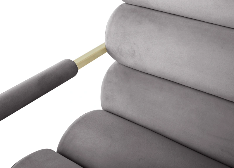 Italian Light Luxury Accent Chair, Contemporary Velvet Upholstered - Grey