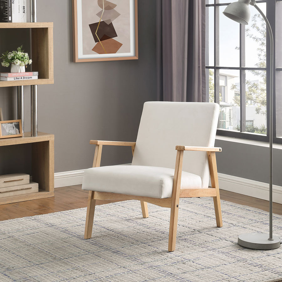 Morden Fort Mid Century Armchair with Wood Frames Velvet Fabric Cushion Upholstered