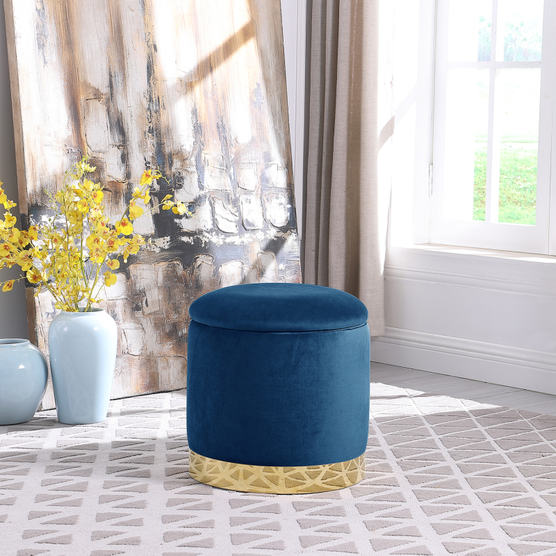 Velvet Ottoman with Storage Footrest for Entryway, Bedroom