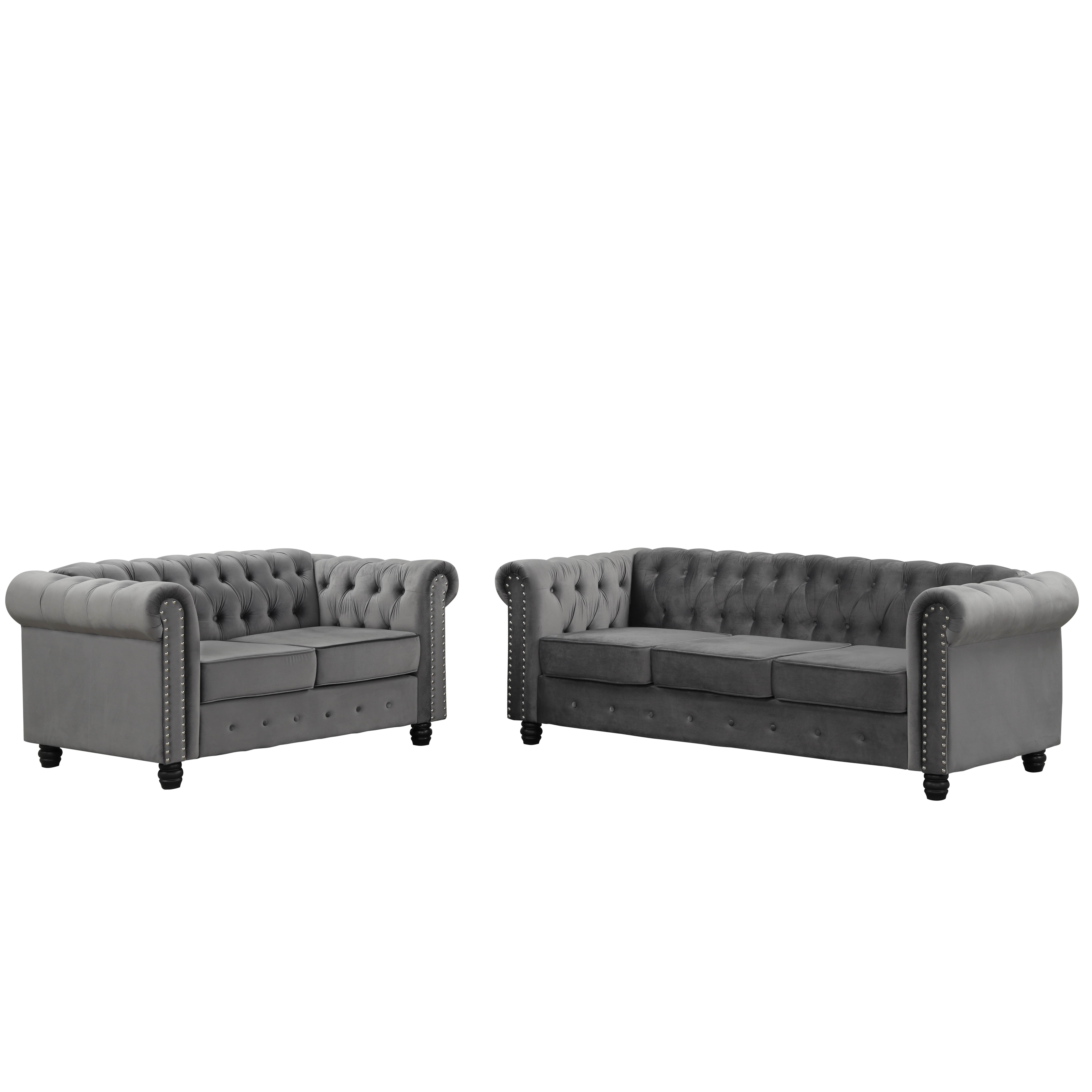 Chesterfield Furniture Sets 2 pieces - Velvet Grey