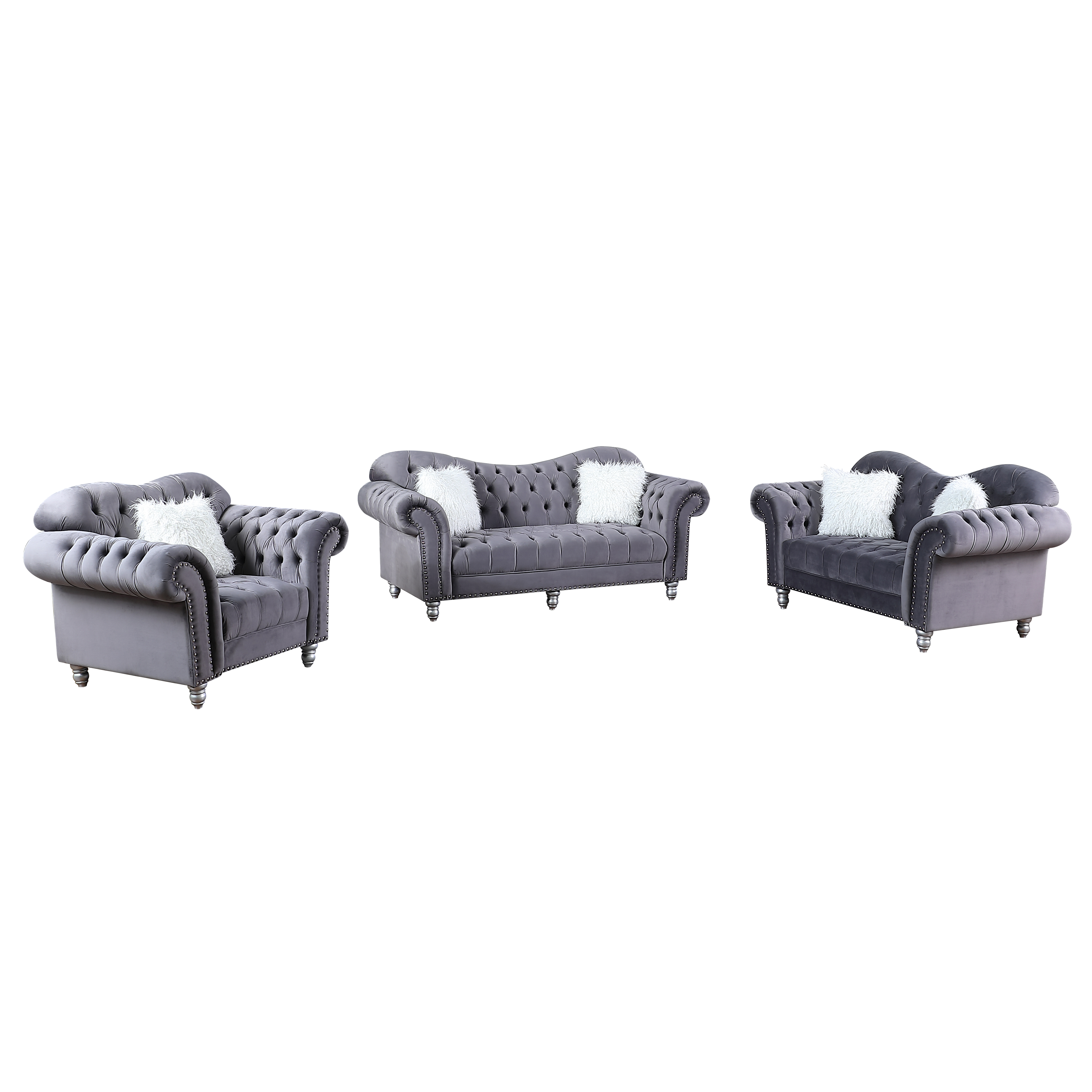 Luxury Classic America Chesterfield Tufted Camel Back - Grey