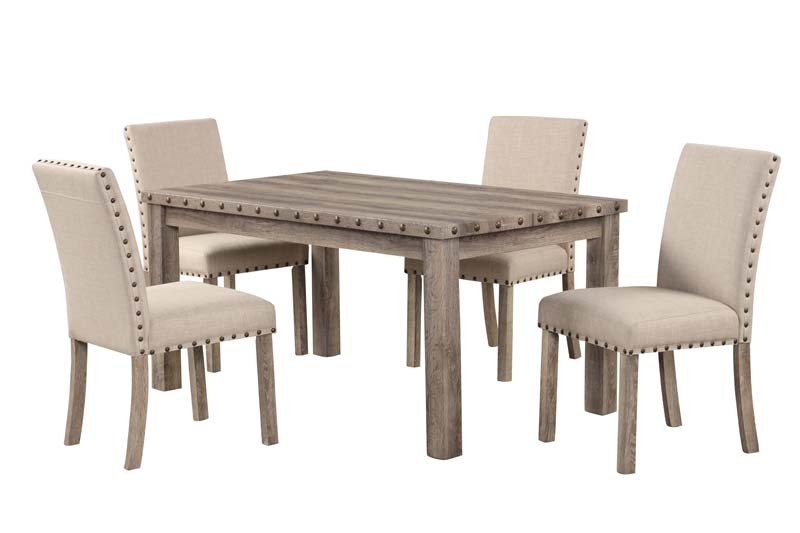 Log Rural Style Dining Table Set Dining Table and Chair Set with a Combination of Linen and Solid Wood