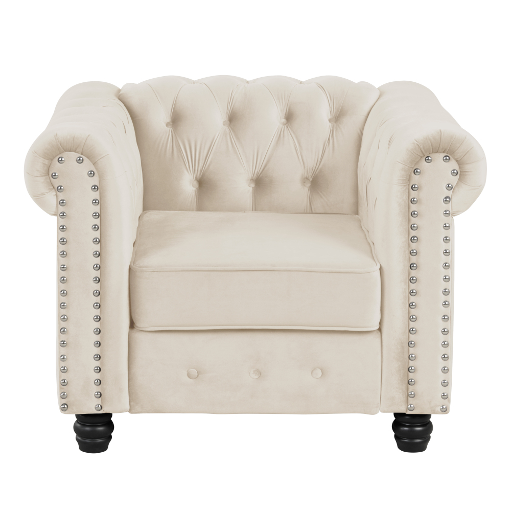Chesterfield Furniture Sets 3 Pieces Velvet - Beige