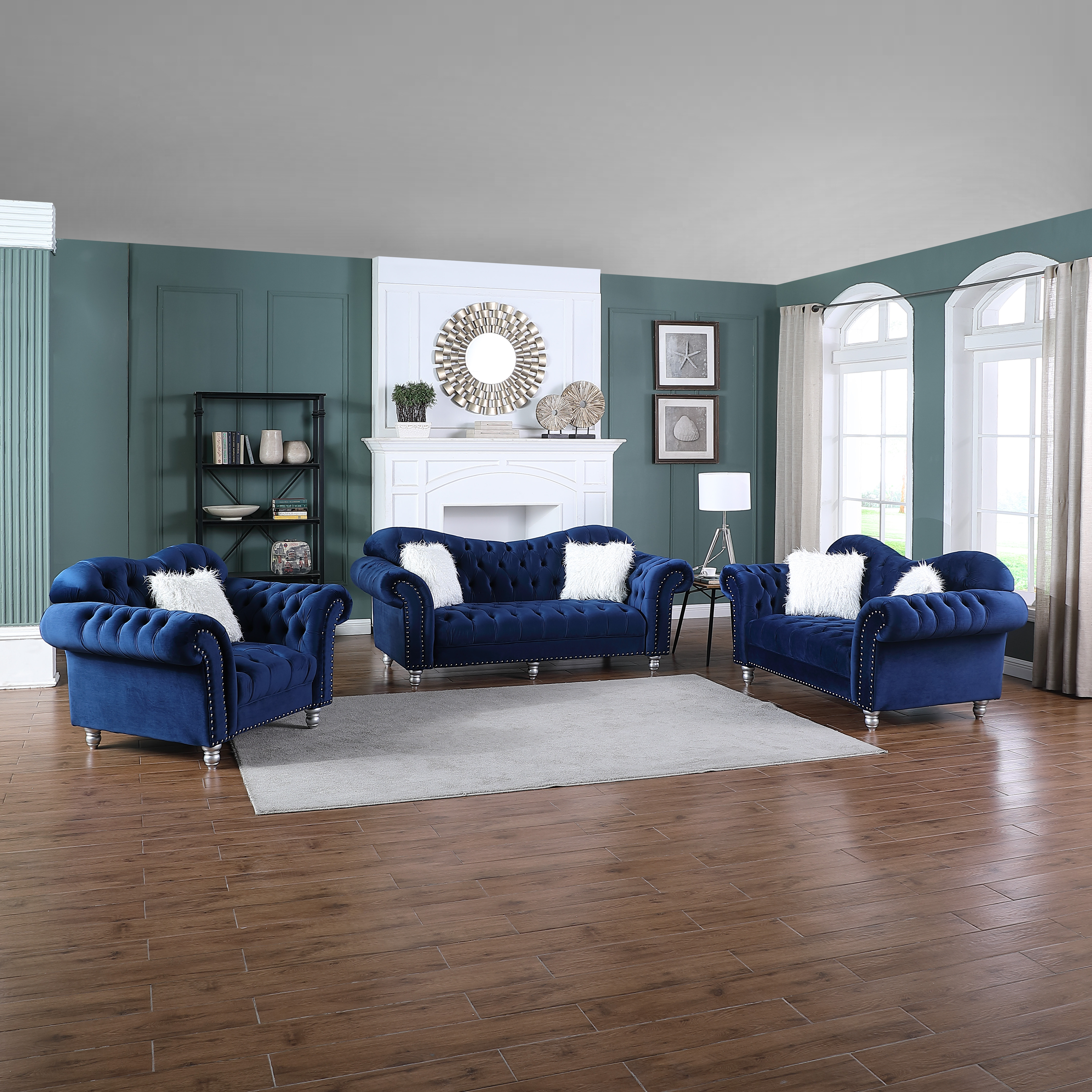 Luxury Classic America Chesterfield Tufted Camel Back - Blue