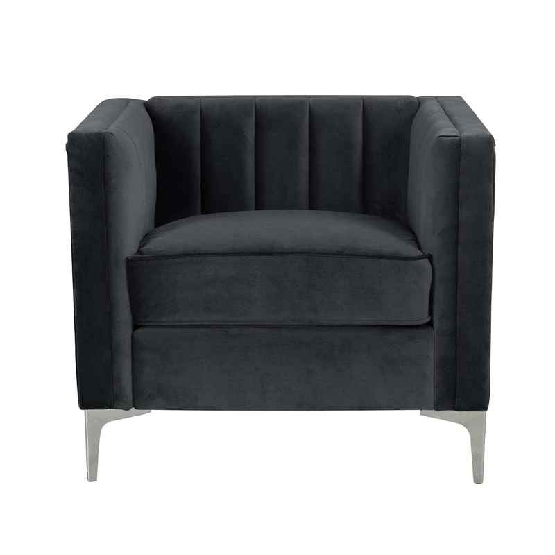 Modern Channel Tufted Velvet  Chair and Loveseat