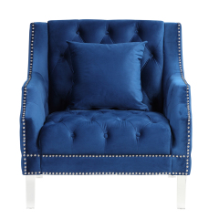 Sofa Chair Slope Arm Mid-Century Style Velvet Blue