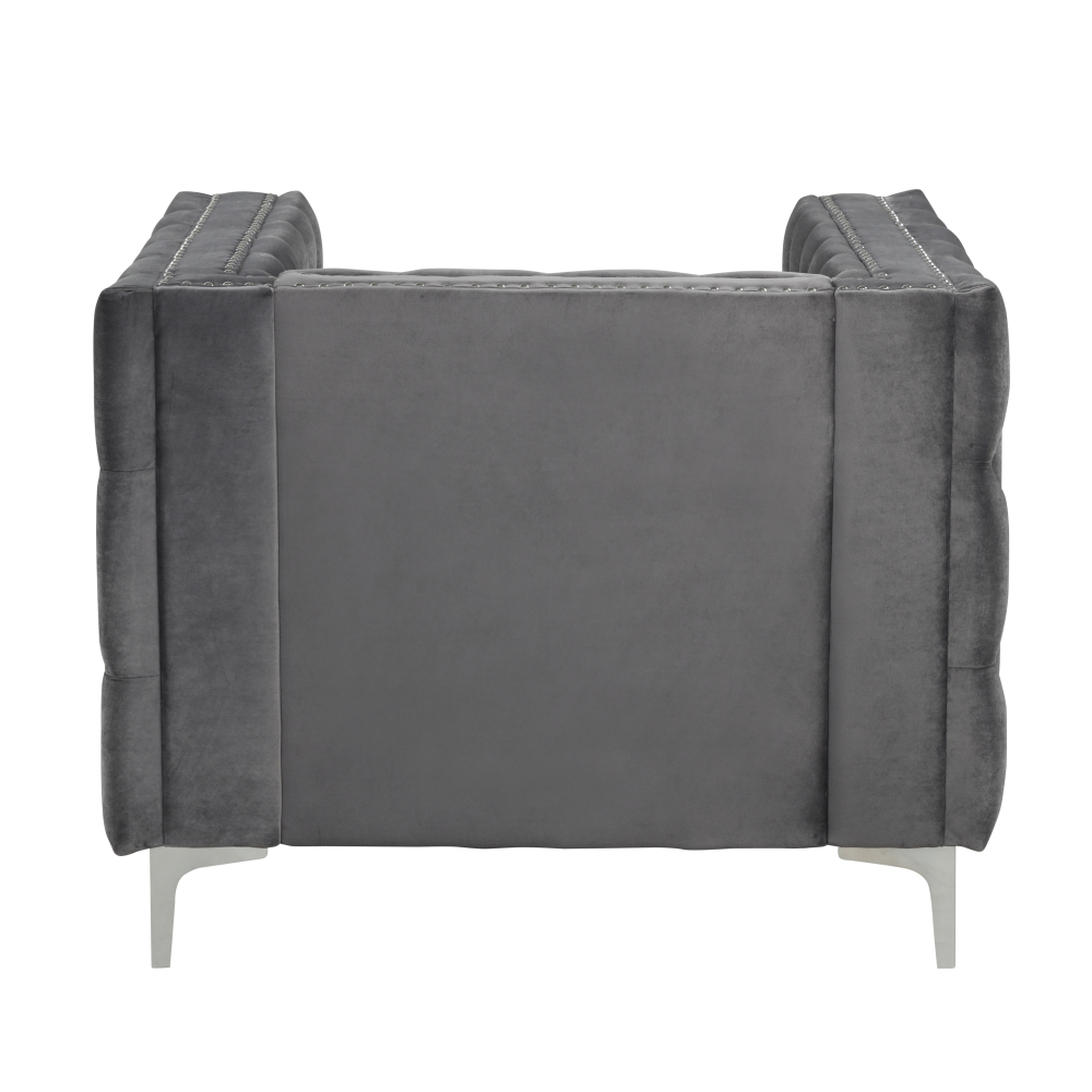 Accent Chair with Deep Dutch Velvet - Grey