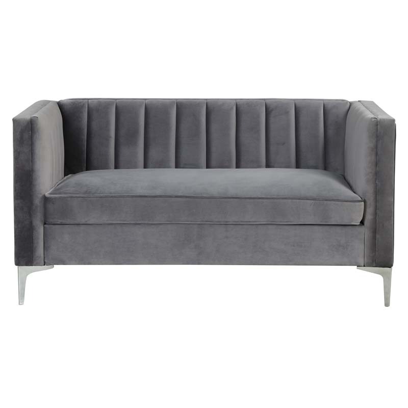 Modern Channel Tufted Velvet Loveseat for Living Room