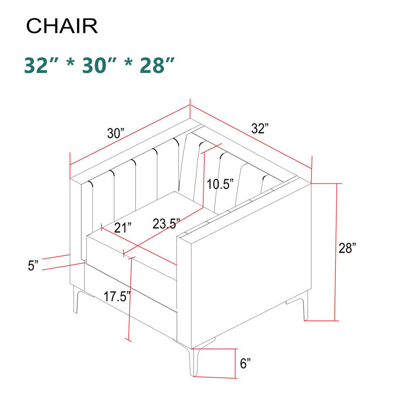 Modern Channel Tufted Velvet Chair for Living Room