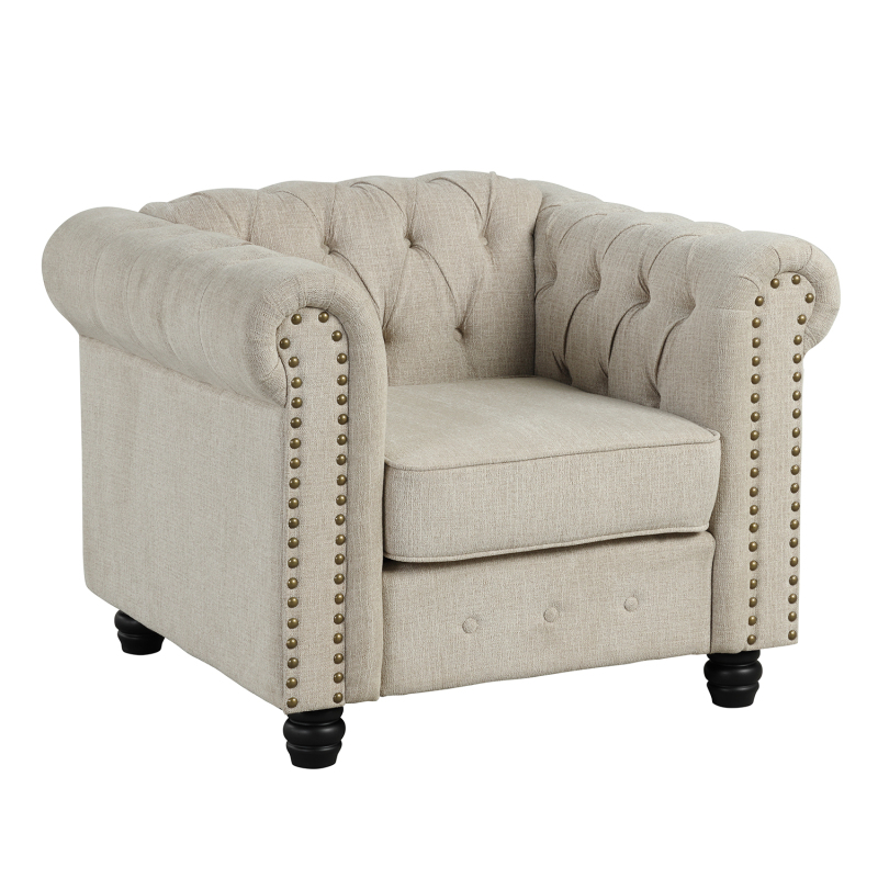 Chesterfield Furniture Sets - Fabric, Beige