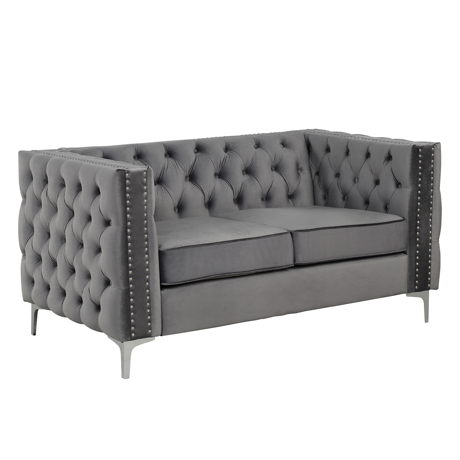 Couches for Living Room 3 Pieces Velvet  - Grey