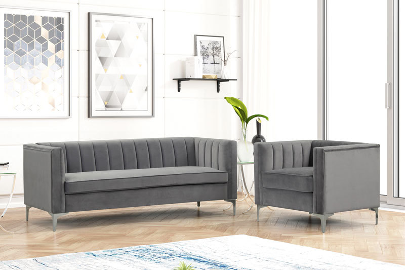 Morden Fort Velvet Accent Chair Loveseat Contemporary Sofa