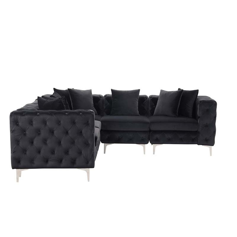 Modular Sectional Sofa L Shape Sofa with Reversible Chaise-Black
