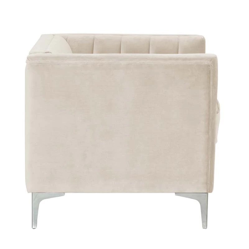 Modern Channel Tufted Velvet  Chair and Loveseat