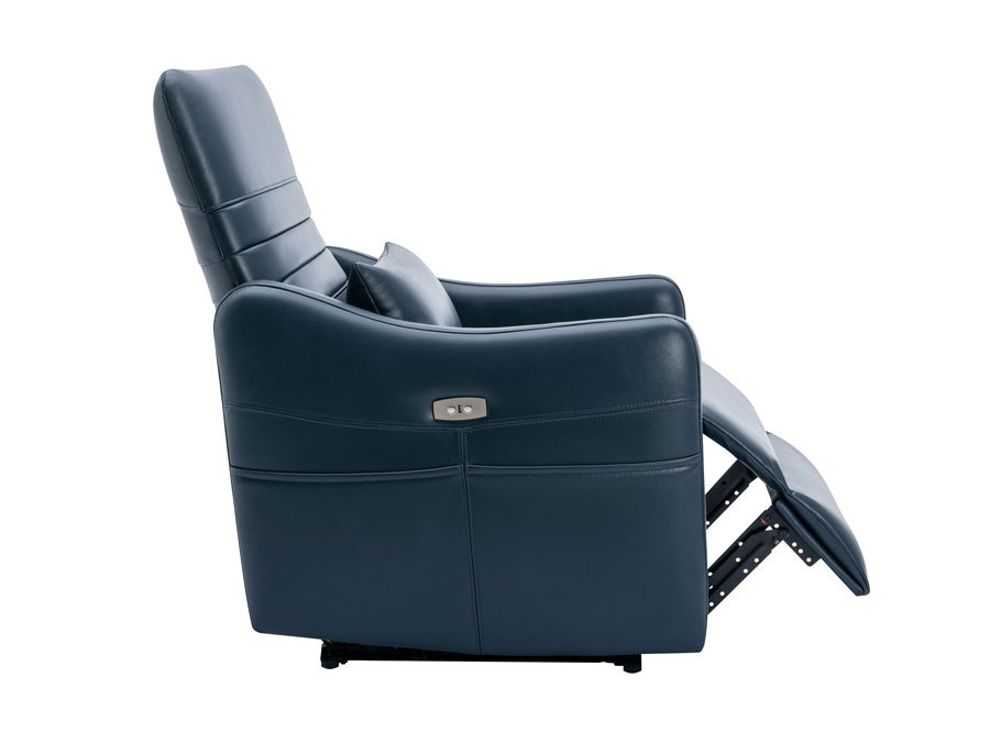 Power Recliner Chair Blue Recliners Upgraded Breathable Leatherette with USB Charge Port & Side Pockets Lumbar Pillow Included