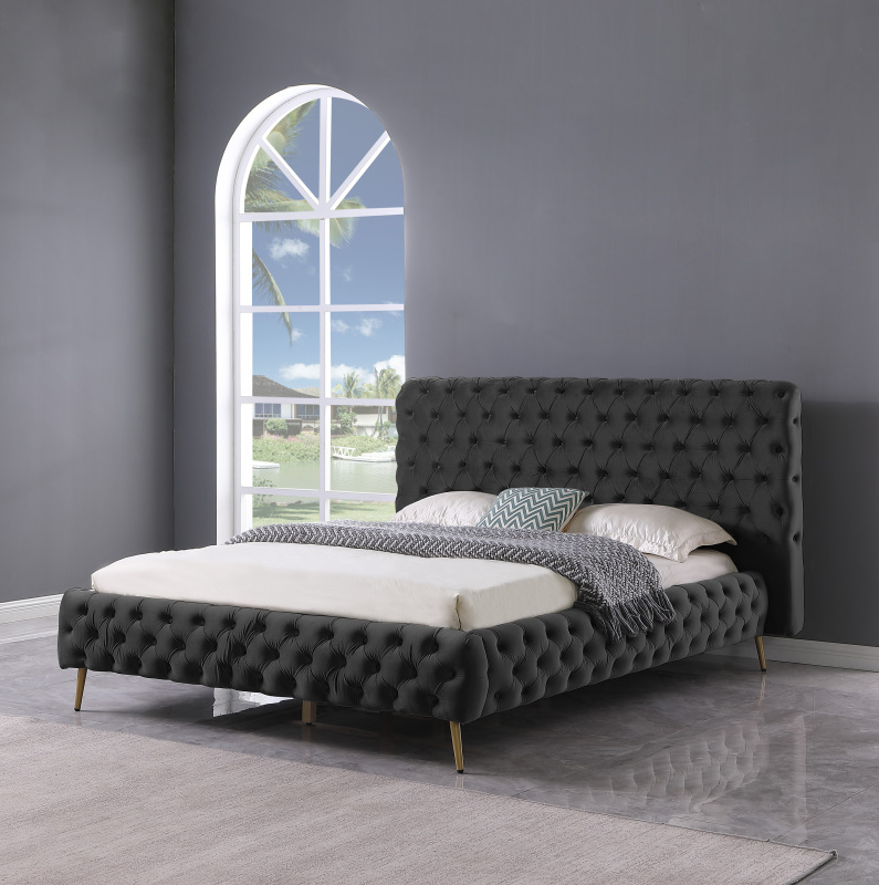 Queen Contemporary Tufted Bed Frame - Black