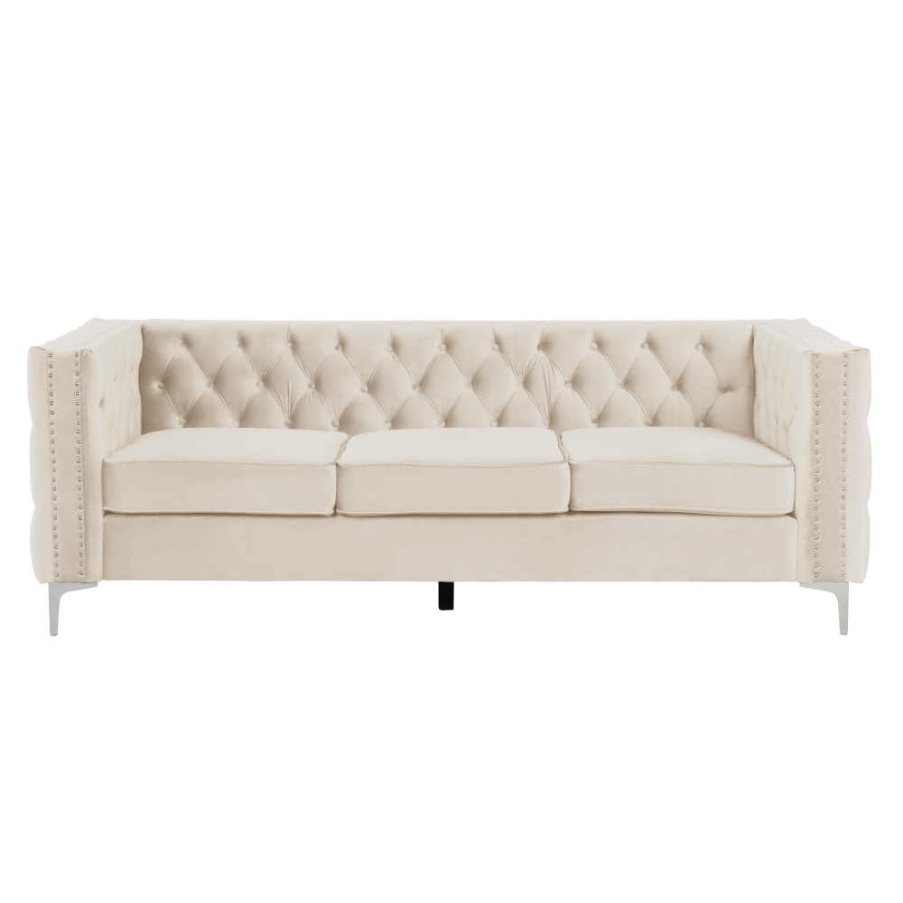 Modern Sofa with Deep Dutch Velvet - Beige
