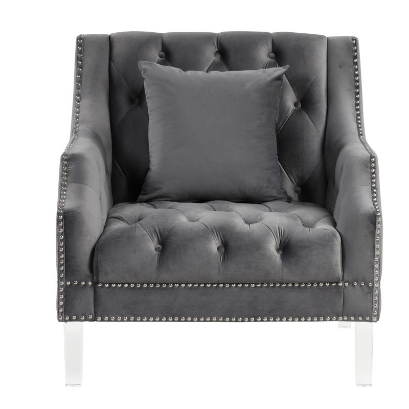 Living Room Couches Fabric Dutch Velvet Chair-Gray