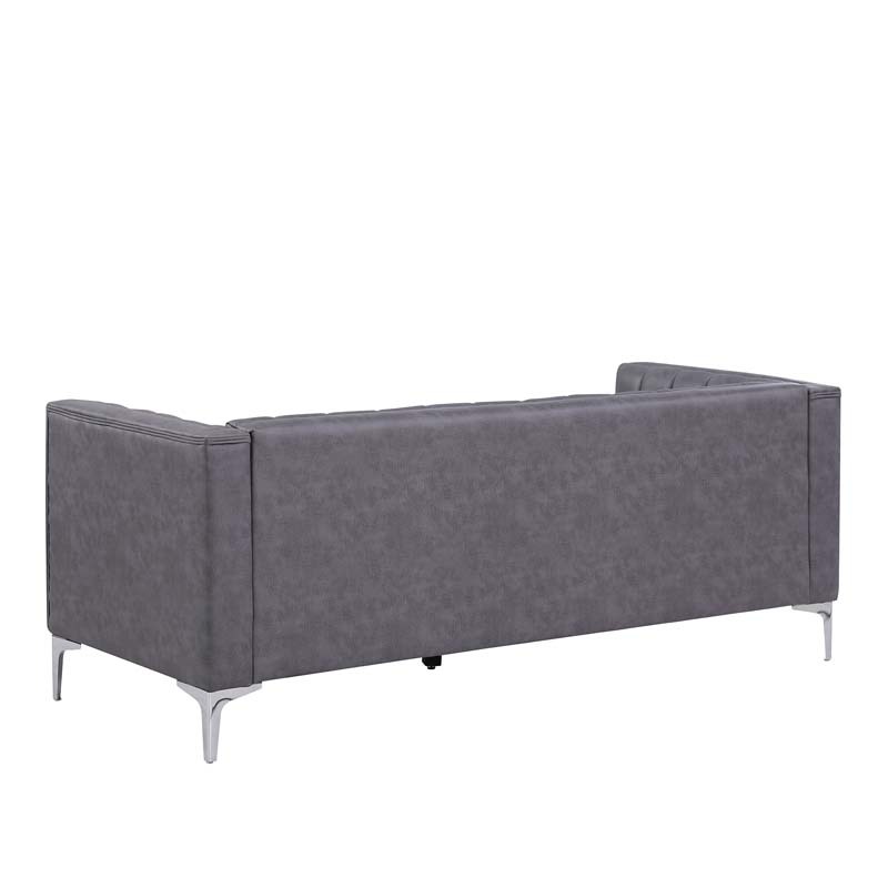 Living Room 3 Pieces Sofa Set Leather Sofa Set Channel Backrest Simplicism