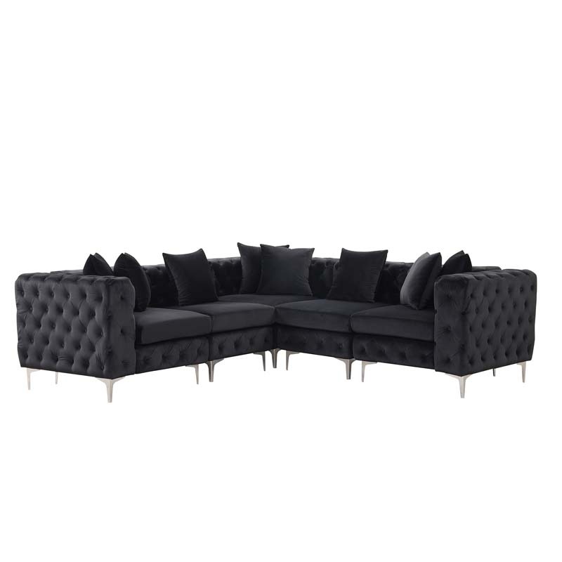 Modular Sectional Sofa L Shape Sofa with Reversible Chaise-Black