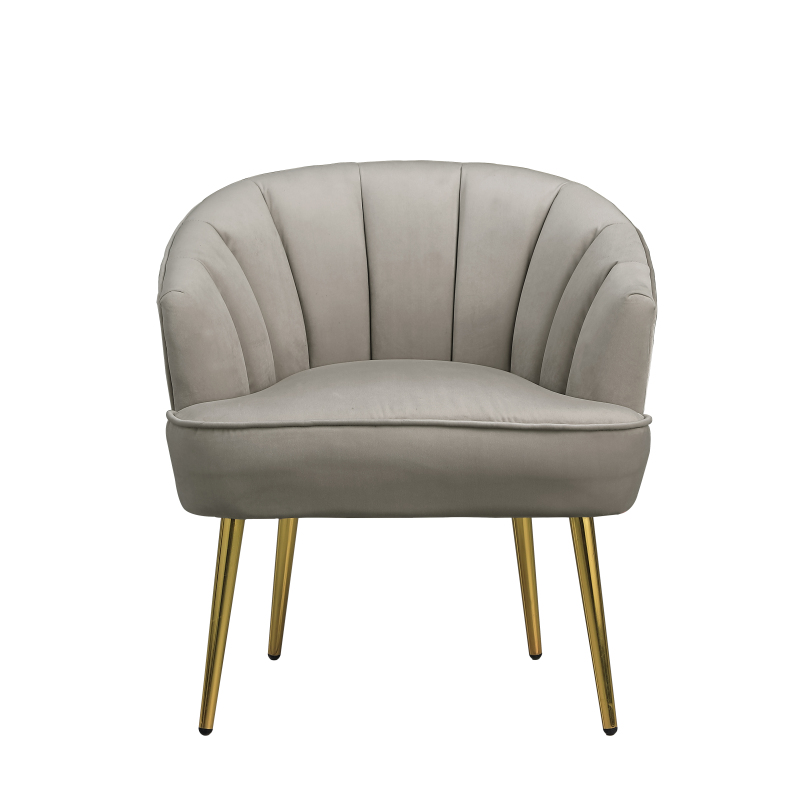 Accent Armchair Velvet Barrel Club Chair - Grey