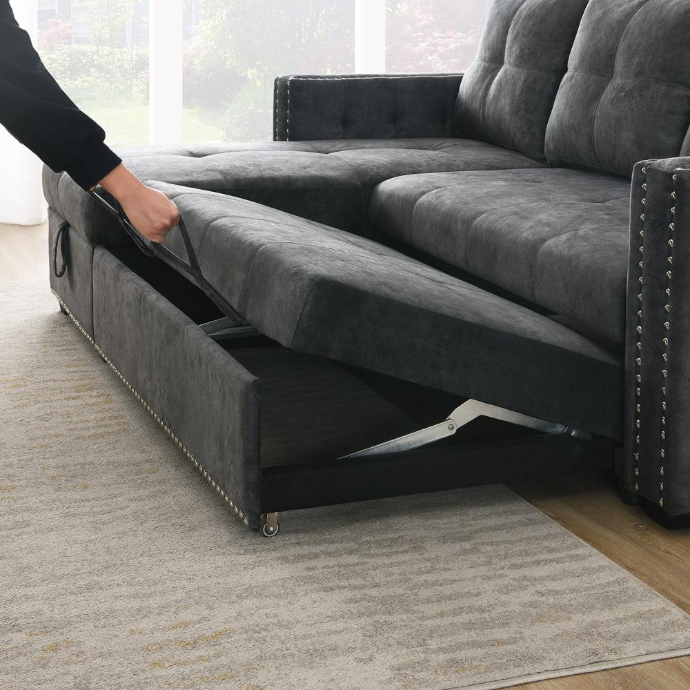 Velvet Sleeper Sofa Sectional Sofa Bed with Storage
