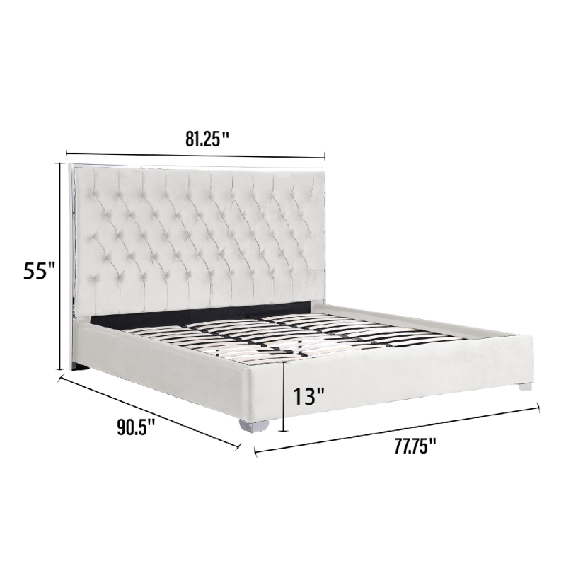 Upholstered Platform Bed No Box Spring Required - Beige