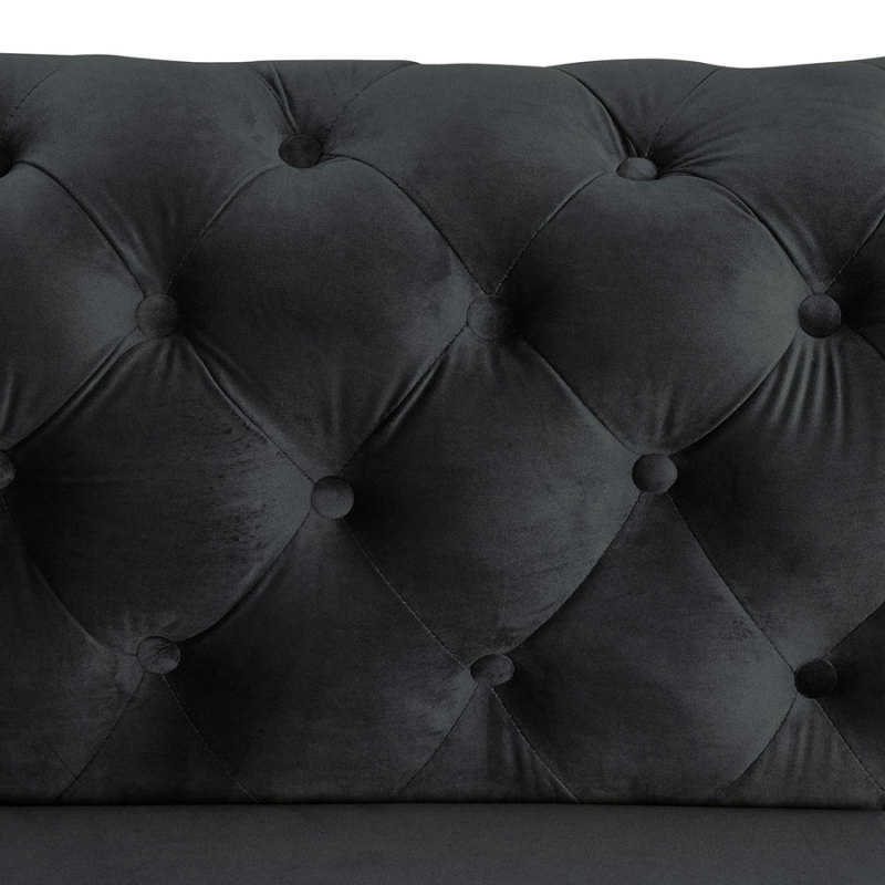 Contemporary Sofa Couch with Deep Button Tufting Dutch Velvet Black