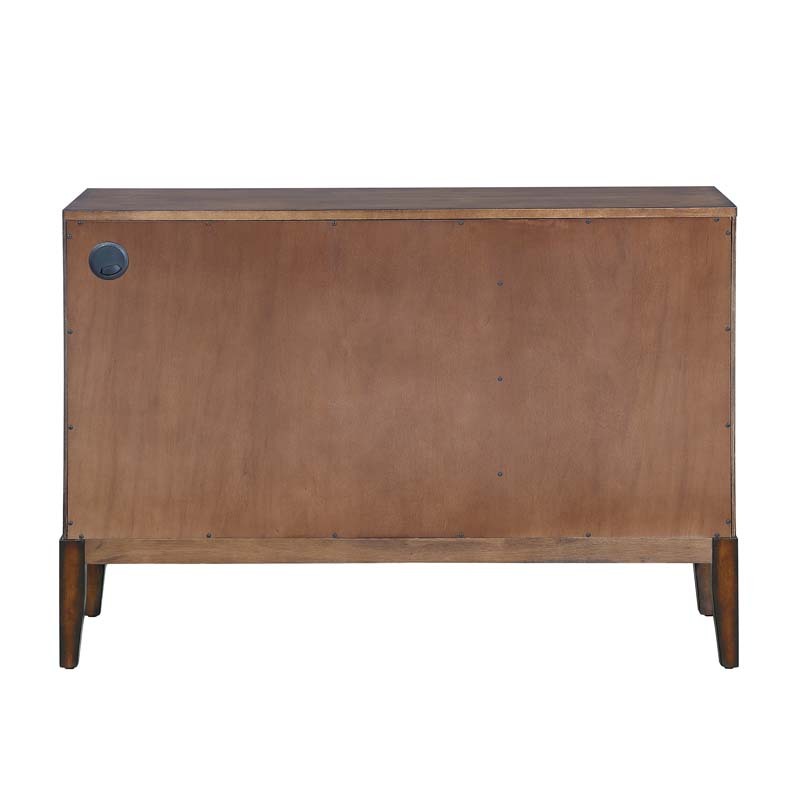 Accent Chest and Cabinet Sideboard with Framed Mirror Doors, 2 Adjustable Shelves Entryway Serving Wine Storage in Cherry