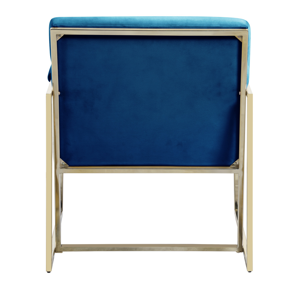 Italian Light Luxury Accent Chair, Contemporary Velvet Upholstered - Blue