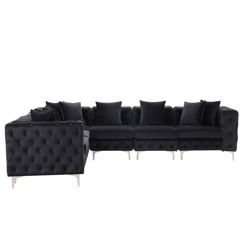 Modular Sectional Sofa L Shape Sofa with Reversible Chaise-Black