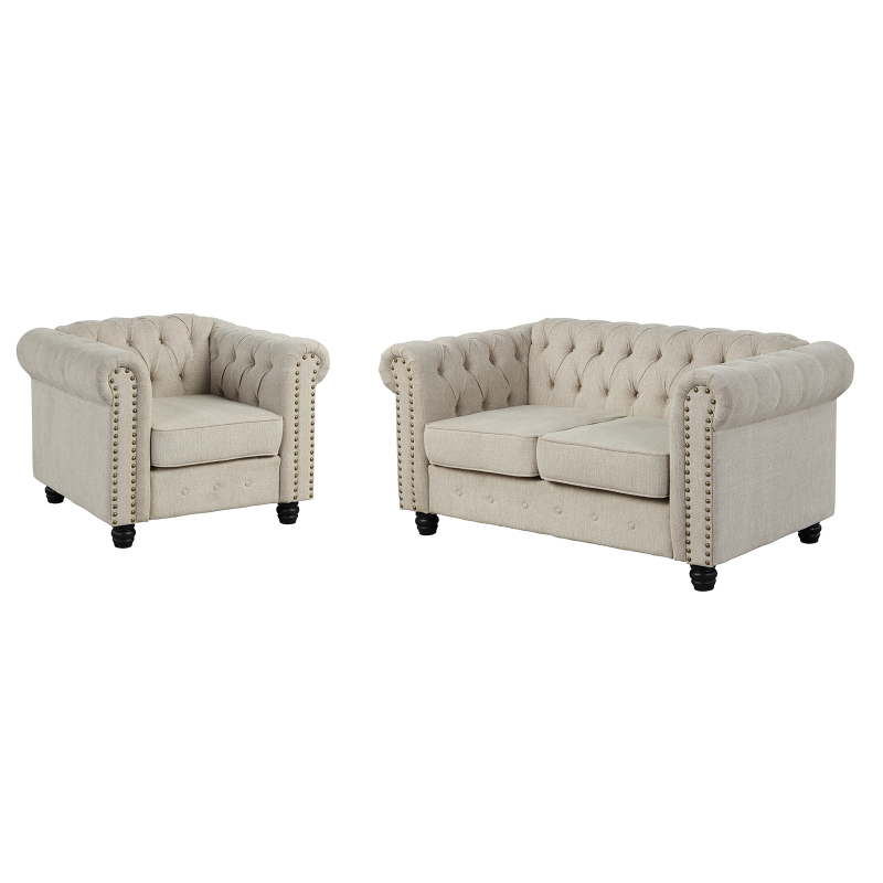 Chesterfield Furniture Sets - Fabric, Beige