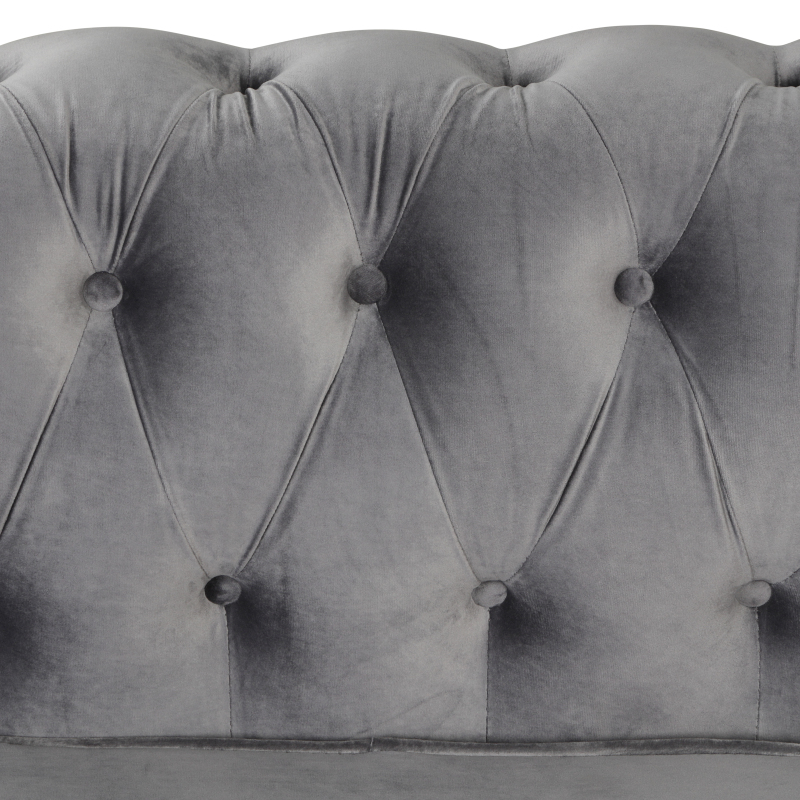 Contemporary Sofa Couch with Deep Button Tufting Dutch Velvet - Light Grey