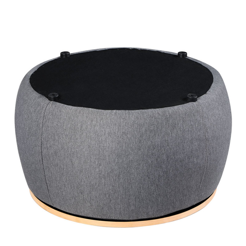 Round Storage Ottoman Coffee Table Footstool with Wood Cover for Living Room