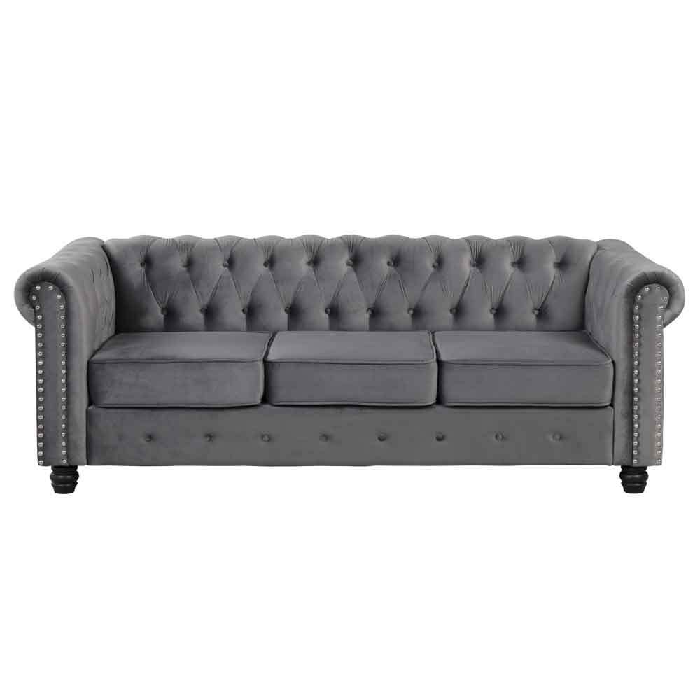Chesterfield Furniture Sets 2 pieces - Velvet Grey