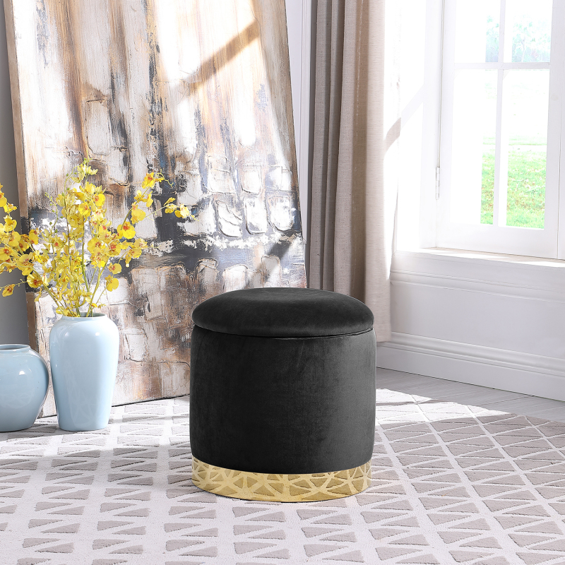 Velvet Ottoman with Storage Footrest for Entryway, Bedroom