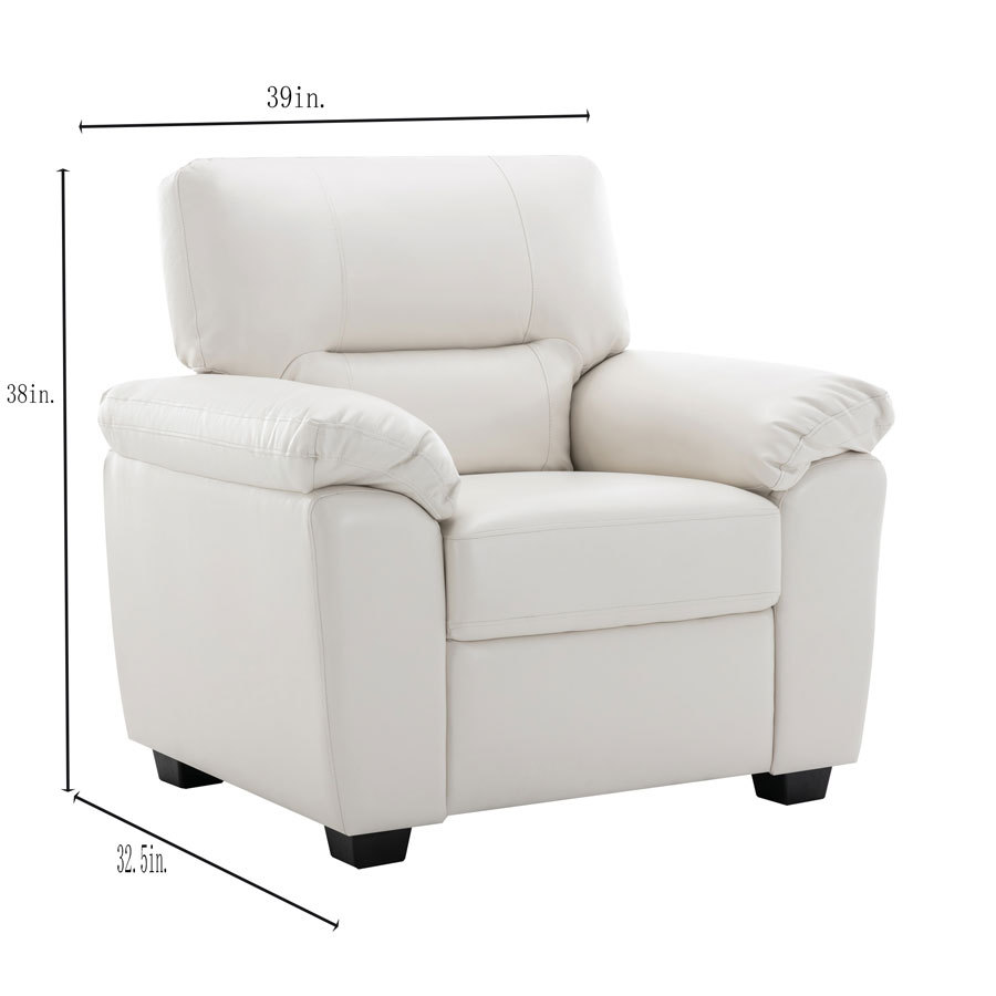 Garrin Series White PU Leather Sofa Chair with Pillows
